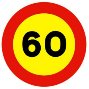 SEÑAL VELOCIDAD MÁXIMA LIMITADA A 60KM/H OBRAS TR-301-60