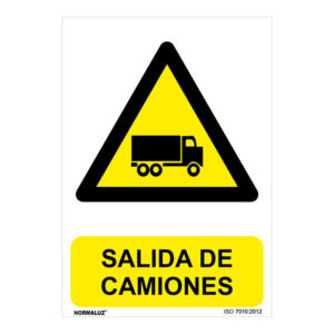 CARTEL SALIDA DE CAMIONES 500X700MM AMARILLO POLIPROPILENO