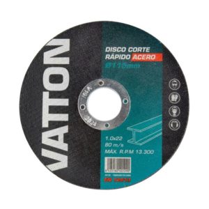 DISCO CORTE RÁPIDO ACERO VATTON 115x1.0x22 MM