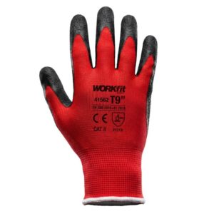 GUANTE LÁTEX POLIÉSTER WORKFIT ROJO/NEGRO TALLA 9