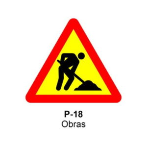 SEÑAL PELIGRO ZONA DE OBRAS 210X300 POLIESTERINO