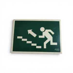 SEÑAL FOTOLUMINISCENTE SALIDA ESCALERAS ARRIBA IZQUIERDA 300X200