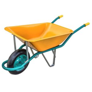 CARRETILLA OBRA AMARILLA 90L RUEDA NEUMÁTICA