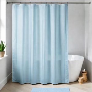 CORTINA BAÑO POLIESTER 180x200 ARTIC (AZUL) + 12 ANILLAS 43203