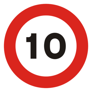 SEÑAL VELOCIDAD MÁXIMA LIMITADA A 10KM/H BLANCO R-301-10
