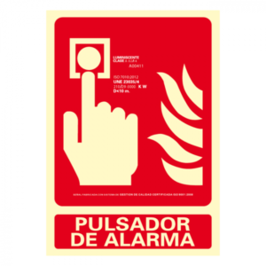 SEÑAL FOTOLUMINISCENTE PULSADOR ALARMA (TELÉFONO DE EMERGENCIA) 21X30CM