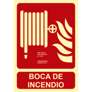 SEÑAL FOTOLUMINISCENTE A4 BOCA DE INCENDIO (BIES)