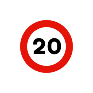 SEÑAL VELOCIDAD MÁXIMA LIMITADA A 20KM/H BLANCO R-301-20