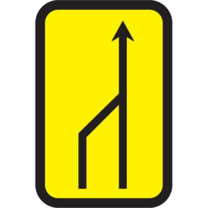 PANEL INDICACIÓN OBRA REDUCCIÓN DE UN CARRIL POR LA IZQUIERDA 135X90CM